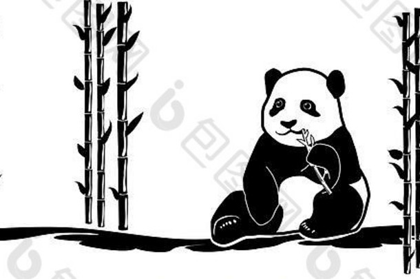 动物墙贴花熊猫竹塔图熊中国日本亚洲