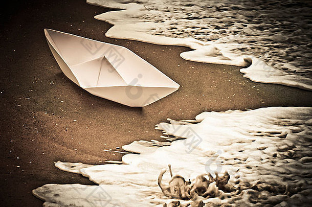 纸船，阻止全球变暖信息，概念