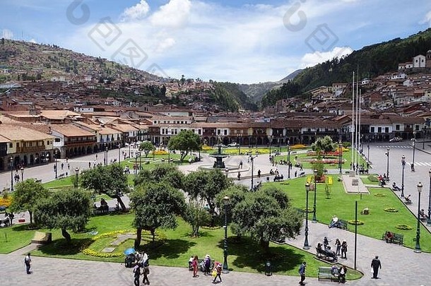 南美洲秘鲁库斯科库斯科市中心阿尔马斯广场，联合国教科文组织世界遗产