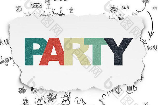 娱乐概念聚会，派对撕裂纸背景