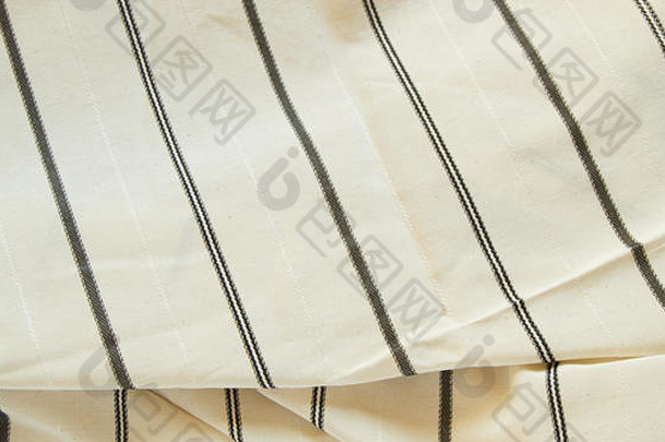 米色亚麻织物黑色的条纹纹理织物编织行业材料缝纫