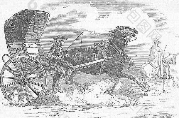 1847年，奶牛在通往斗牛场的路上奔跑。图文并茂的伦敦新闻