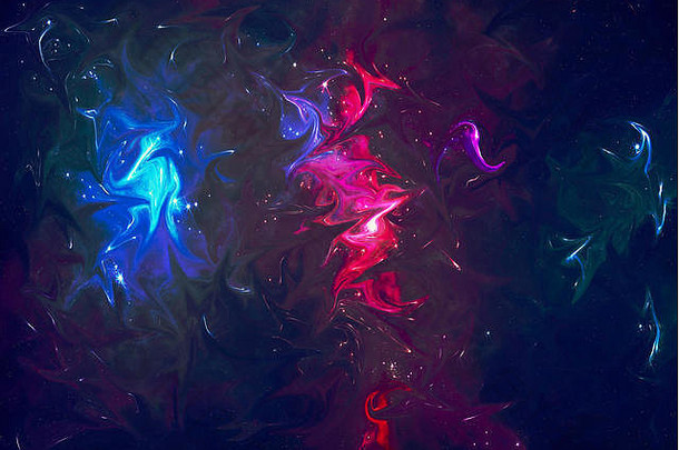 抽象银河水彩背景。彩色幻想宇宙纹理。油画印象派风格。