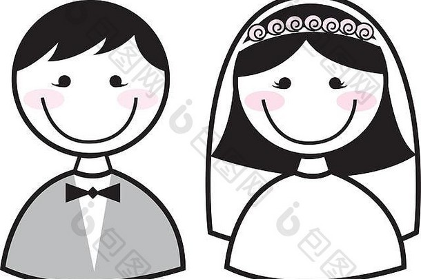 夫妻幸福结婚孤立图标设计