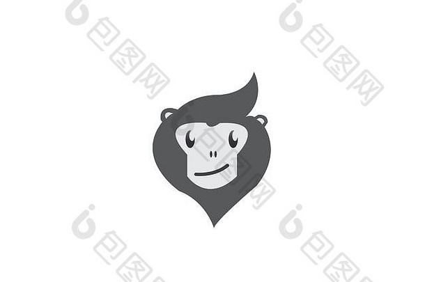 猴子头脸微笑标志设计