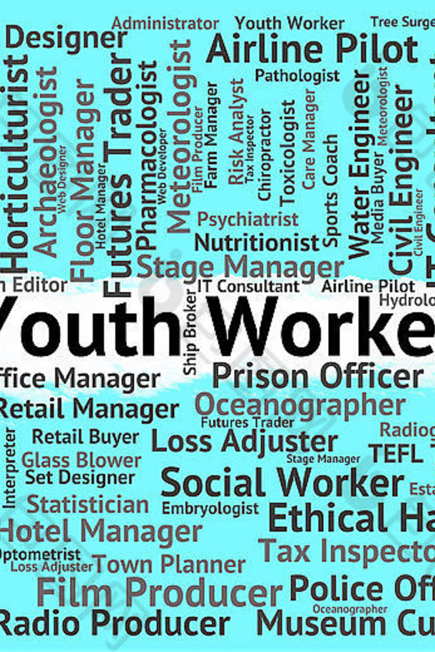 青年工人表示工人和雇佣