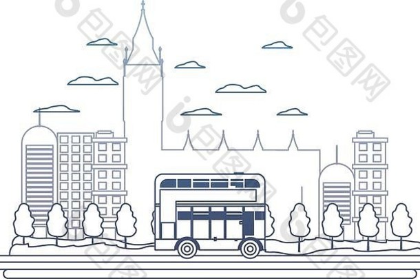退化行伦敦城市公共汽车不错的城市景观