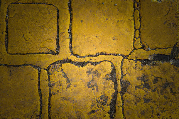 旧黄色花岗岩道路立方体作为背景或壁纸