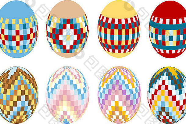 彩色的复活节鸡蛋画点缀