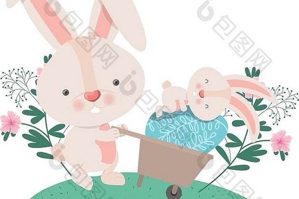 兔子独轮手推车复活节蛋图标