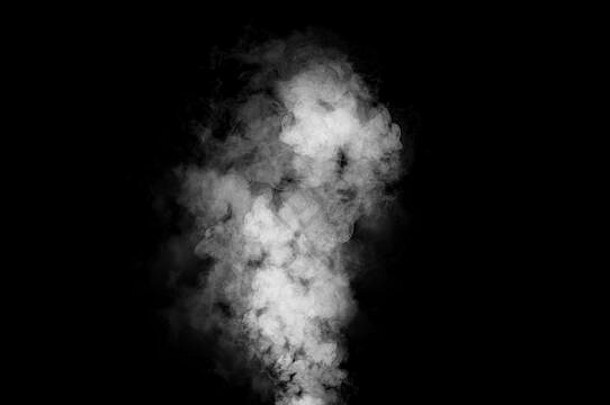 孤立黑色背景上的爆炸烟雾。抽象的纹理覆盖在上面。