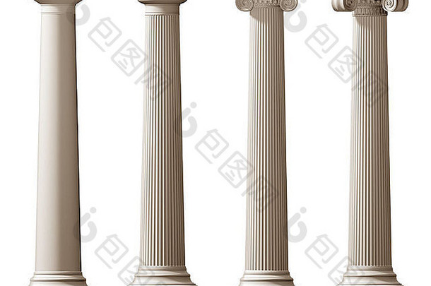 罗马多立克柱和爱奥尼亚柱的独立插图