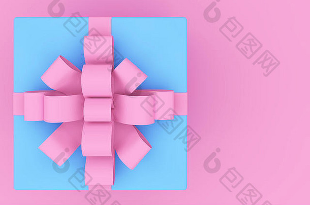 粉红色背景上涂有蓝色的礼品盒