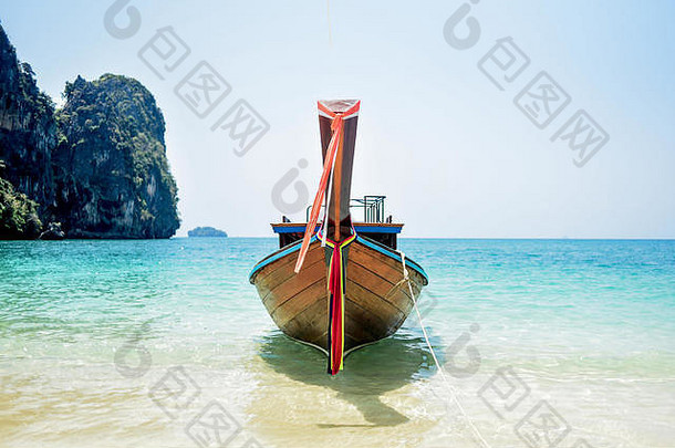 泰国Railey海滩上的船