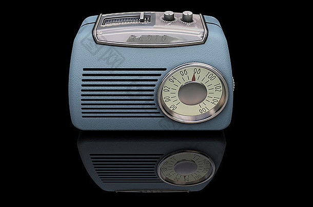 黑色背景的复古风格收音机