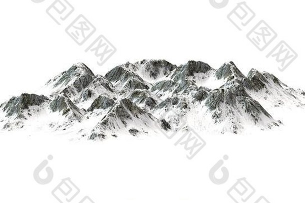 雪山-在白色背景上分开