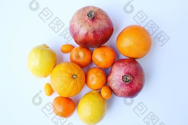 柑橘类水果孤立的白色背景