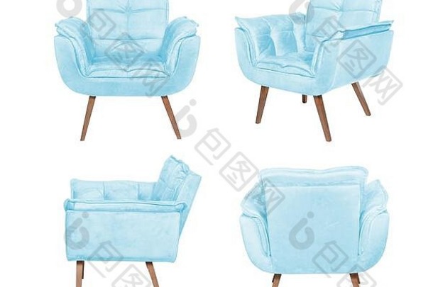 彩色扶手椅。白色背景的现代设计师座椅。纹理椅子。