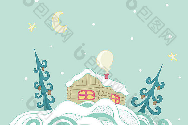 雪中房屋的圣诞节背景