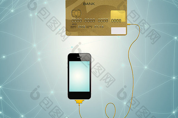信贷卡片连接移动电话电子商务
