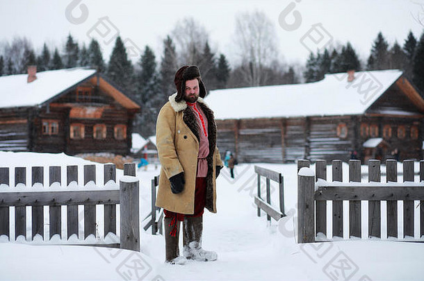 俄罗斯中世纪农民的传统冬装