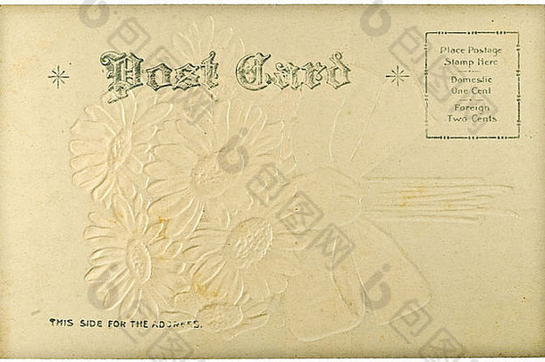 20世纪初至中期的空白复古明信片，带有版权空间