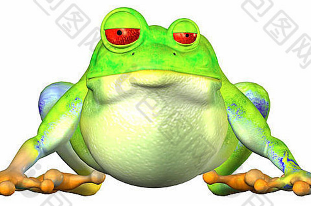 插图绿色青蛙孤立的白色背景