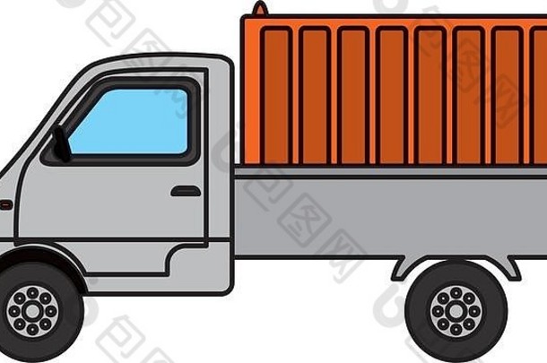 彩色送货卡车集装箱运输服务