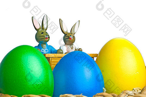复活节小兔子画鸡蛋复活节篮子