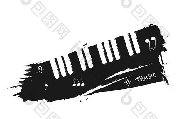 音乐的背景风格铅笔草图黑色的白色计划键音乐笔记单词