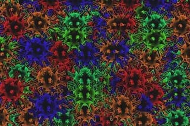 五彩缤纷的粒子冠状病毒科维德背景呈现高质量插图