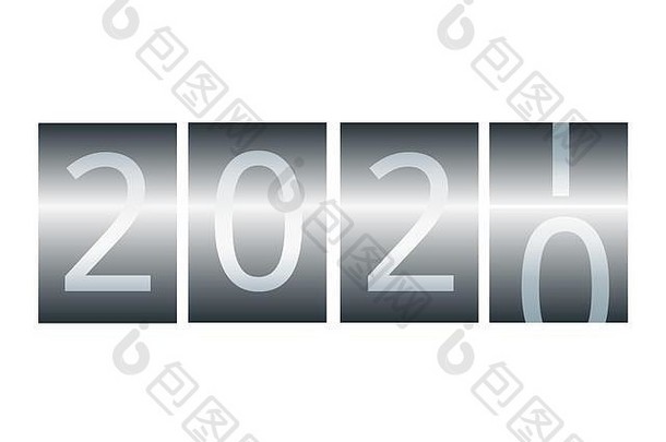 新年柜台。2020-2021年日历，样式化为车柜台。