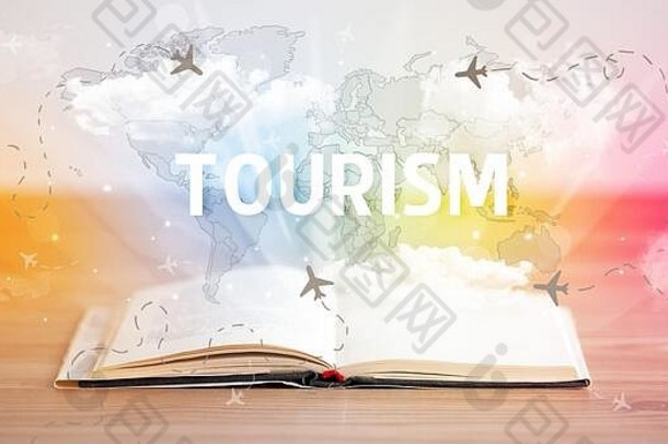 开放书旅游登记假期概念