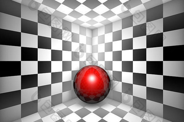 红色的球黑色的白色广场插图