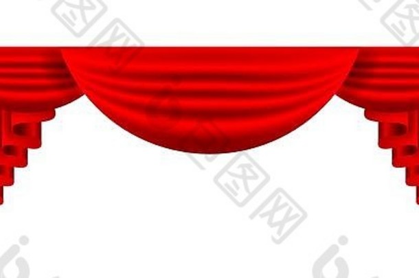红色的奢侈品丝绸窗帘现实的室内装饰天鹅绒