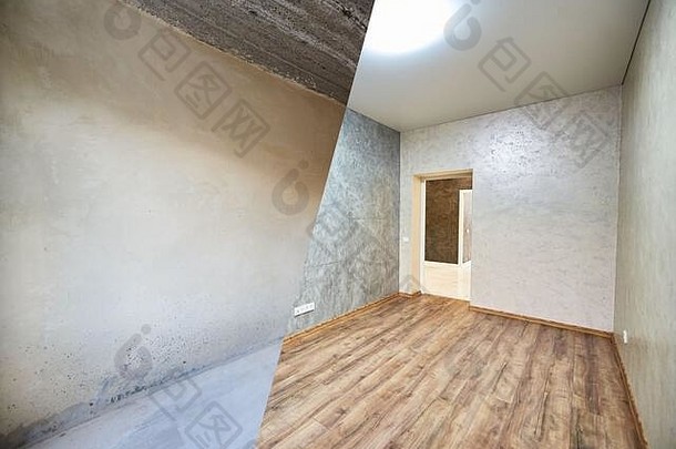 房间公寓改造作品空混凝土墙光装饰房间重建概念