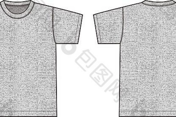 短袖t恤插图（麻灰色）