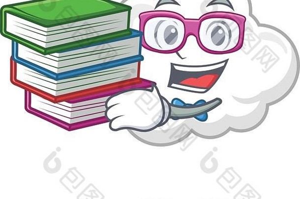 一个勤奋的学生在白云吉祥物的设计理念与书籍