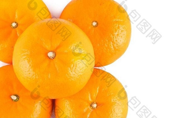 白色背景上的特写橙色水果农业食品分离