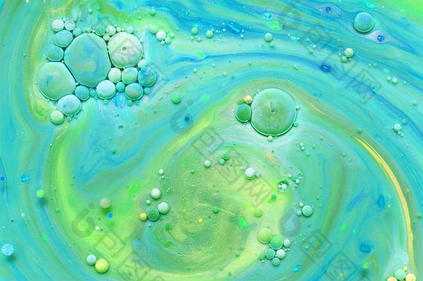 色彩鲜艳的美丽的效果水油漆石油混合五彩缤纷的摘要泡沫