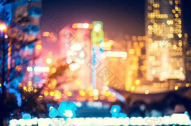城市散景在香港香港城市晚上视图