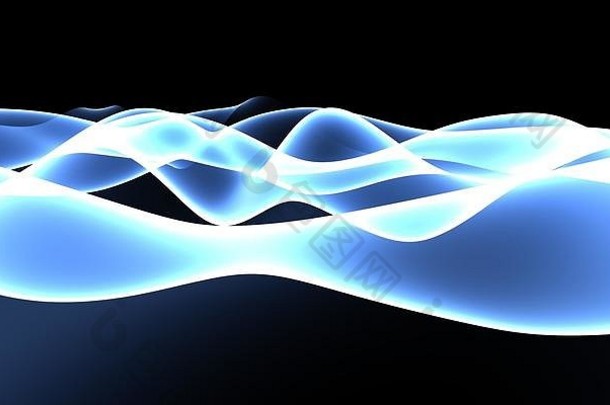 光滑的发光的蓝色的等离子体波摘要背景插图
