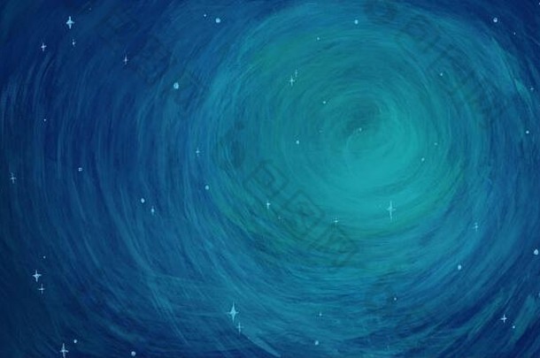 抽象蓝色梯度涂料。空间银河系的粗糙纹理背景，具有闪亮的恒星概念。豪华小册子邀请广告空白。