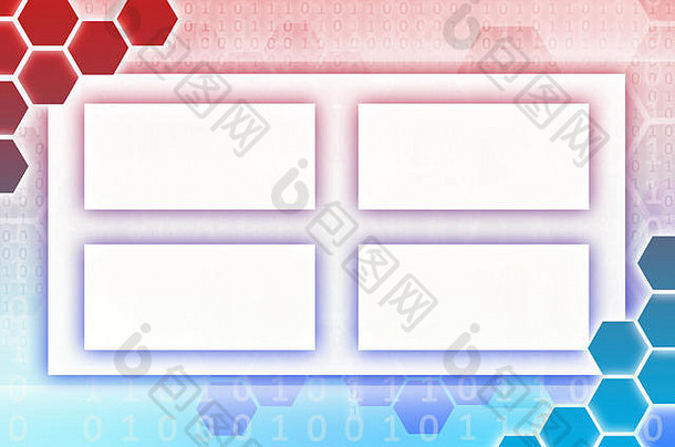 摘要技术背景组成集六边形几何形状蓝色的红色的颜色