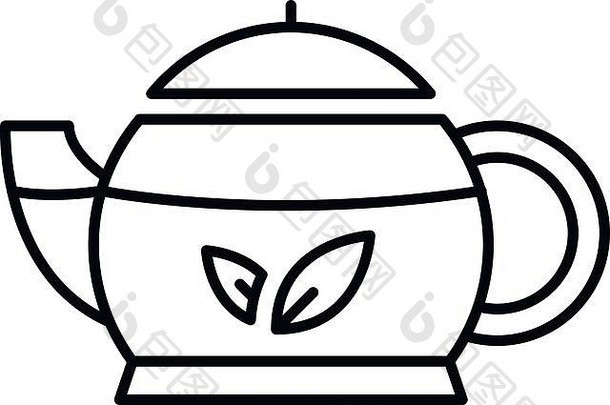 东方茶壶图标大纲风格