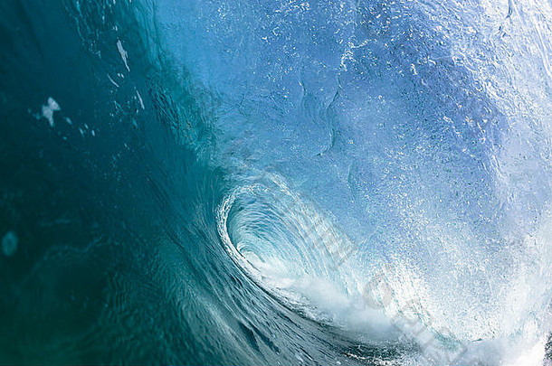 海洋蓝色的波游泳水照片内部特写镜头遇到崩溃空心水权力