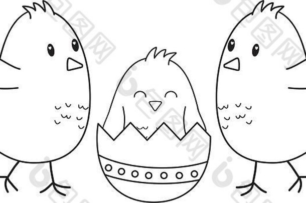 复活节角色中的碎蛋小鸡