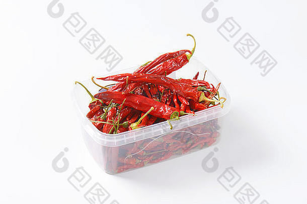 干红色的辣椒辣椒塑料食物容器