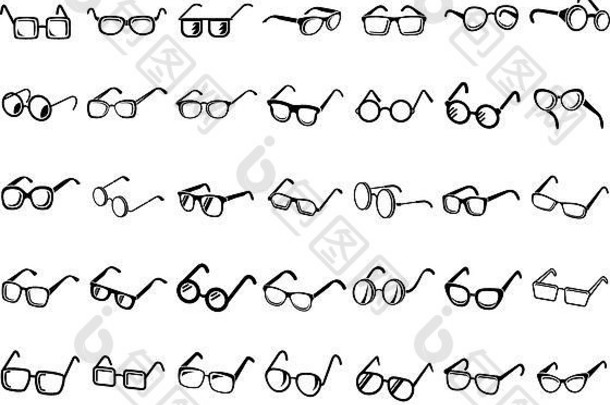 眼镜形式图标集简单的风格