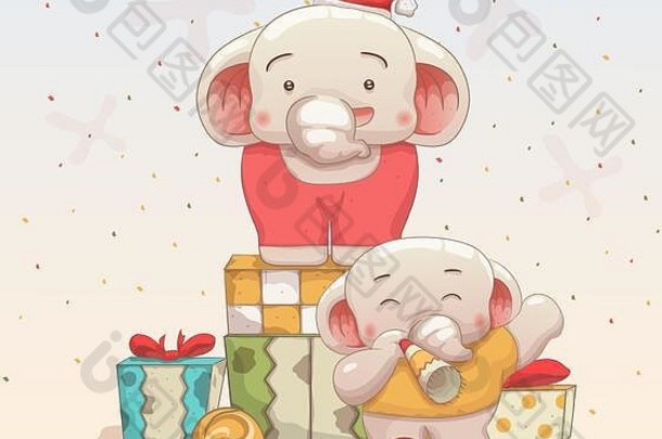 大象兄弟爱庆祝圣诞节一年